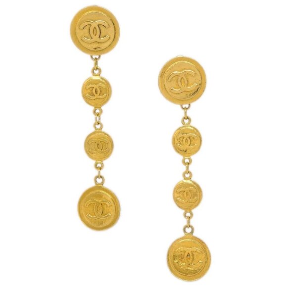 Chanel Dangle Earrings Clip-On Gold 176183 - Picture 1 of 4